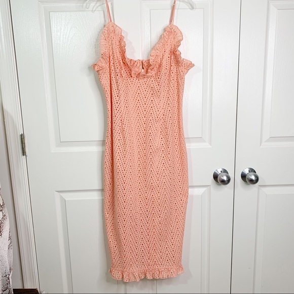 C/MEO Collective Eyelet Ruffle Midi Dress Sherbet - Picture 6 of 14